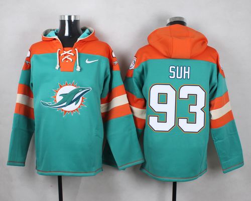 Nike Dolphins #93 Ndamukong Suh Aqua Green Player Pullover NFL Hoodie